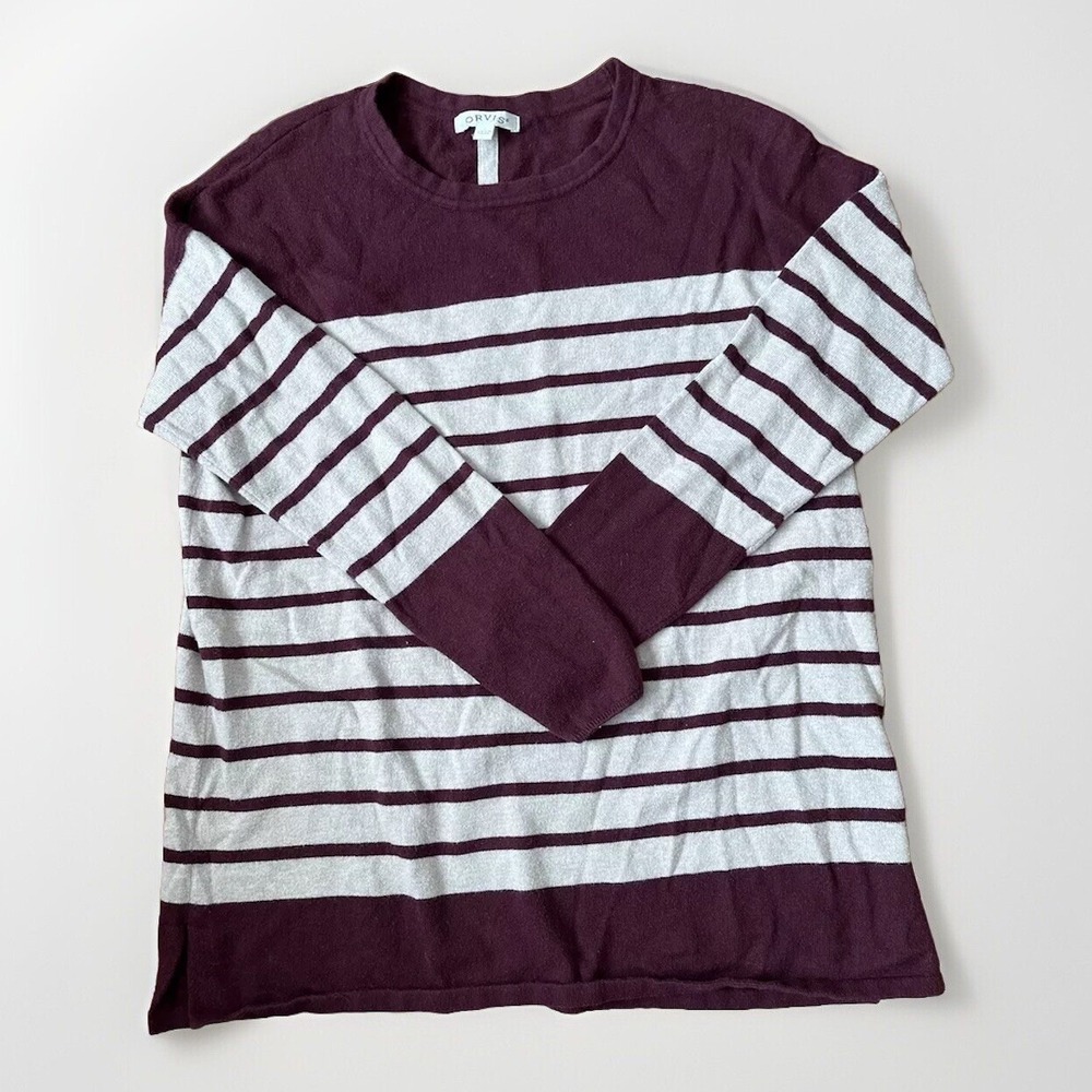 Orvis Women's Cashmere Silk Cotton Striped Relaxed Fit Sweater Size Small
